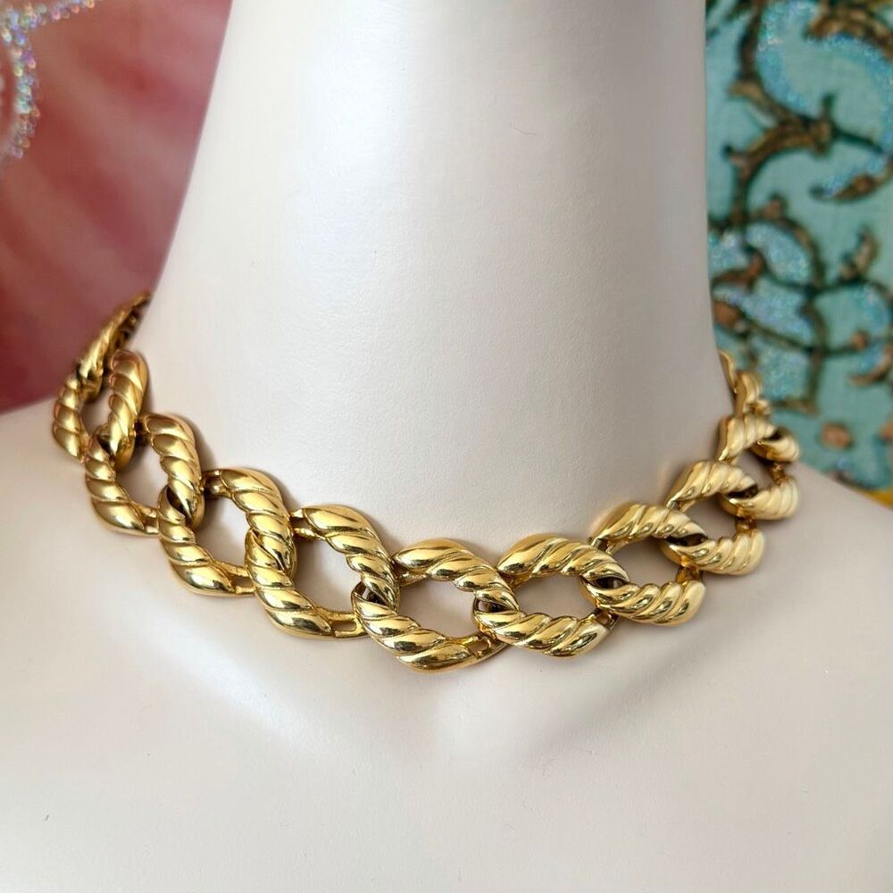 Vintage Fernando Originals Gold Tone Chunky Twisted Link Necklace
